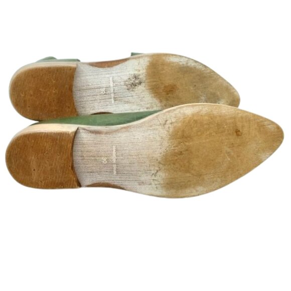 FREE PEOPLE~Royale Flat~GREEN LEATHER WOMENS SHOES Made in SPAIN Size 9 - Picture 6 of 8